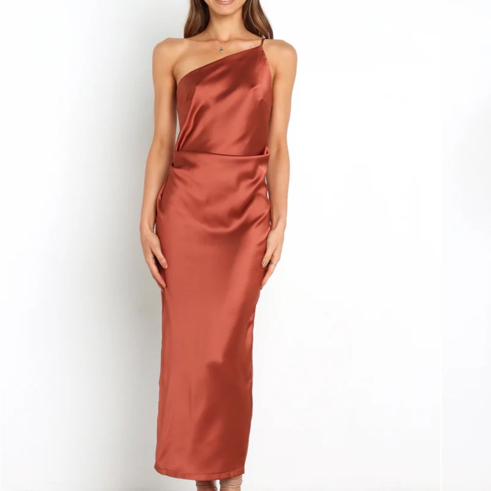 Petal & Pup Luella Satin Dress in Rust